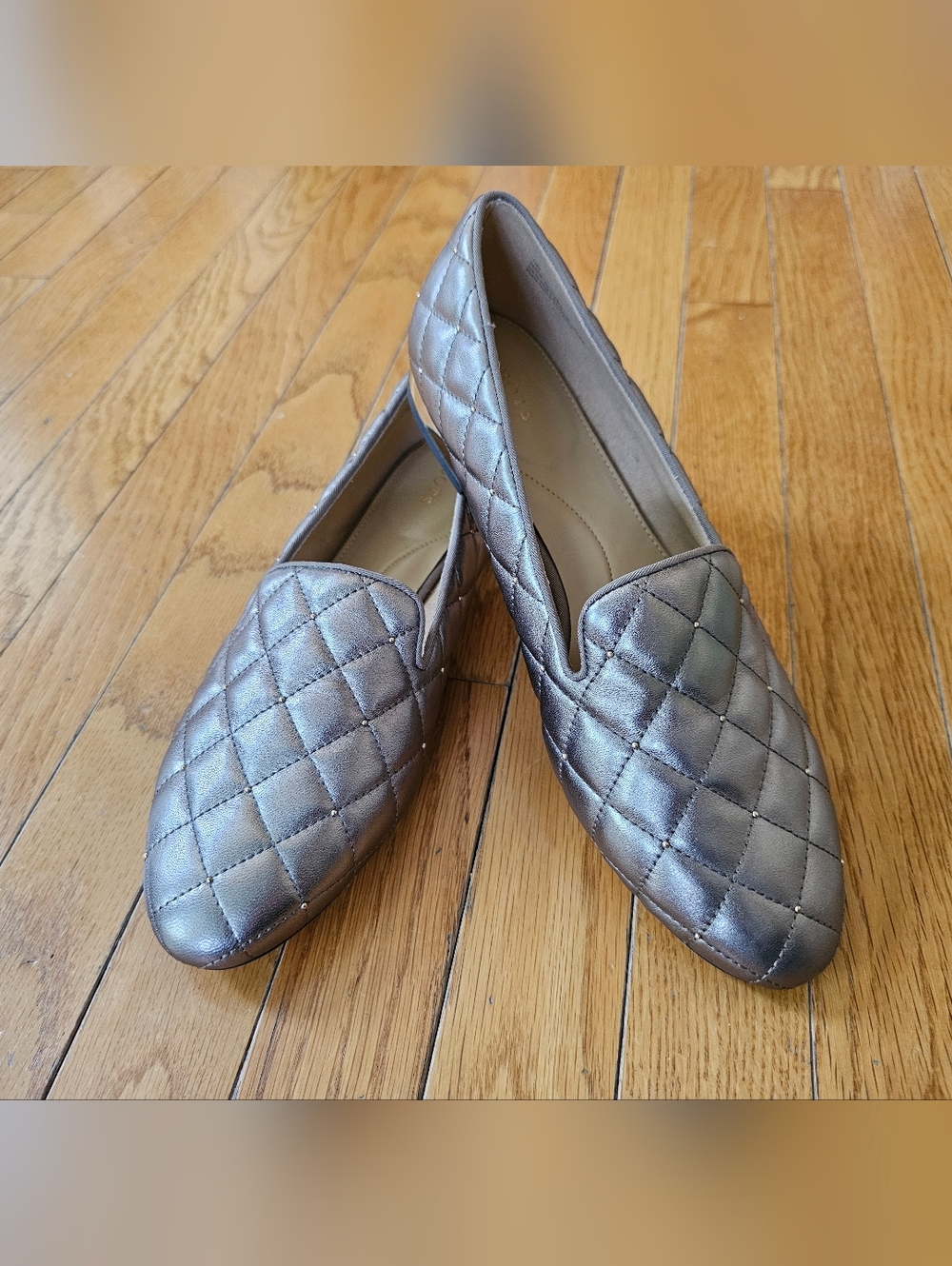Talbots Bronze Quilted Loafers w/ Gold Heel Detail – Size 11 NWOB